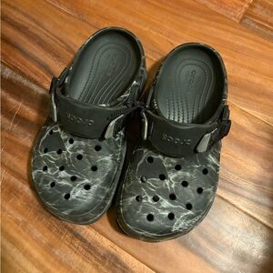 Crocs Classic Clog Black Gray Marble Tie Dye Comfort Shoes M‎ 5 W7 (S3)